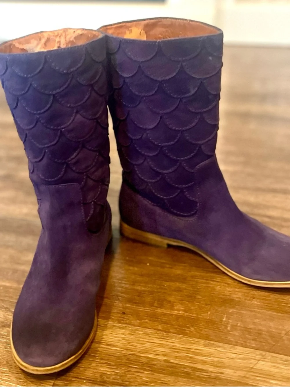 LUCKY Purple Suede Afina Mermaid Vintage Boho Festival Boots 8.5 - Picture 8 of 14